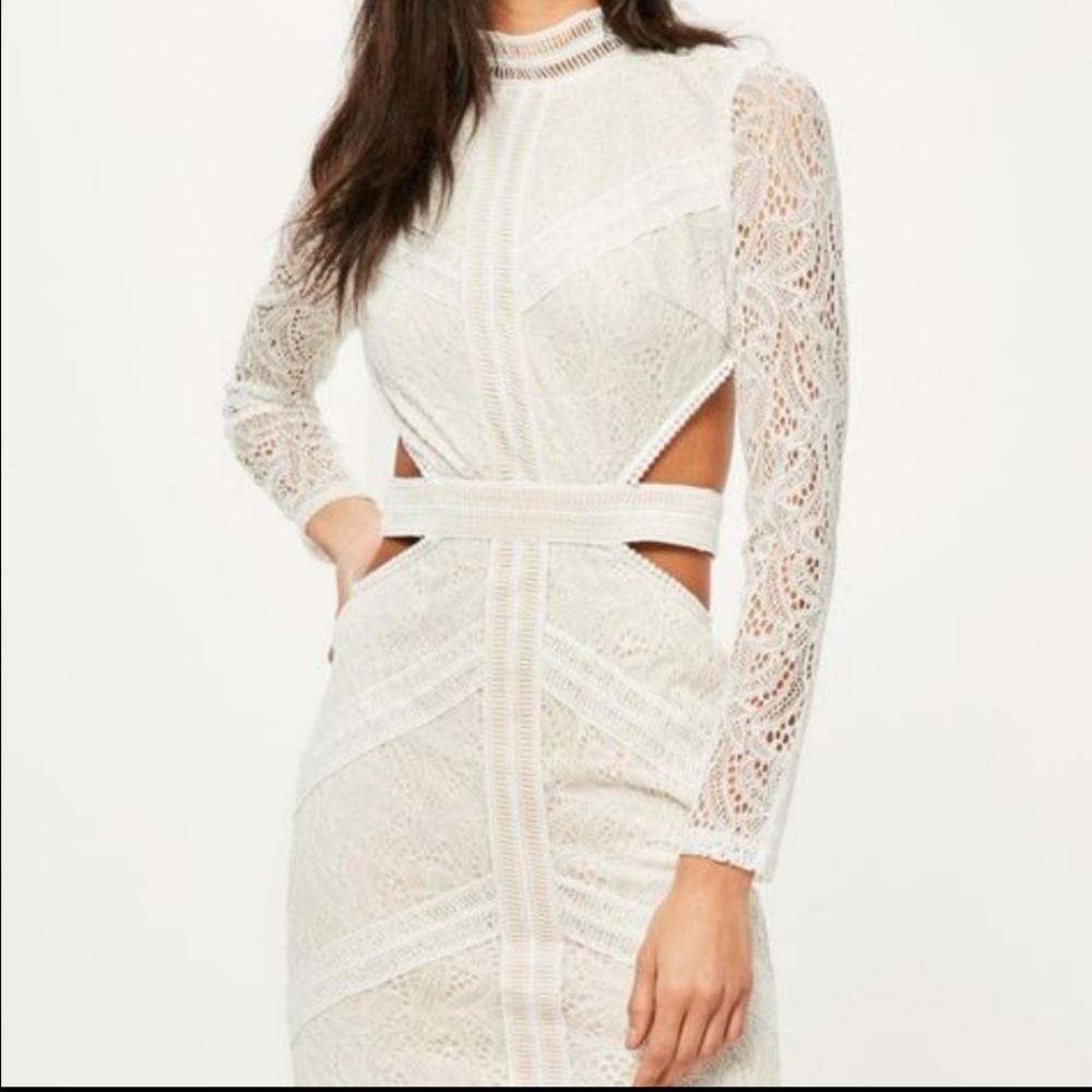 Missguided White lace cutout dress